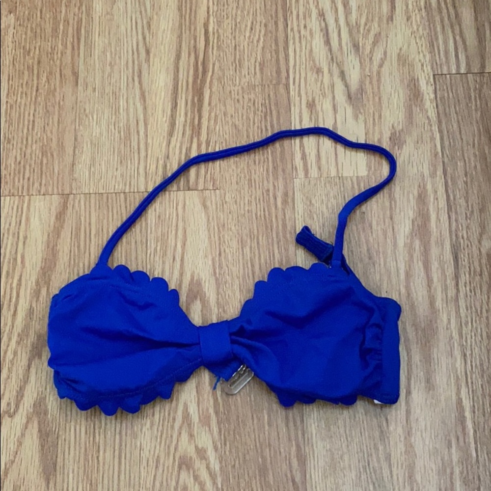 Blue ruffled bikini top